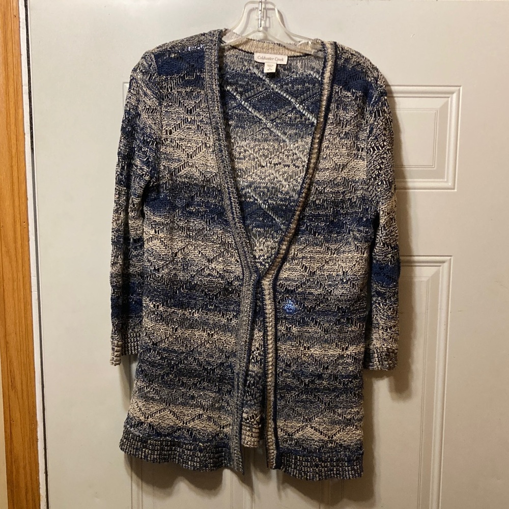 Coldwater Creek Blue and Gray Cardigan M